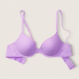 NWT Victoria’s Secret PINK Wear Everywhere Push Up Bra - purple leopard lace 32B